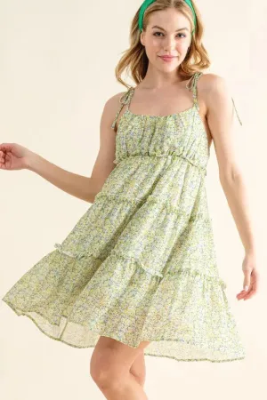 And The Why Floral Print Chiffon Ruffle Hem Dress