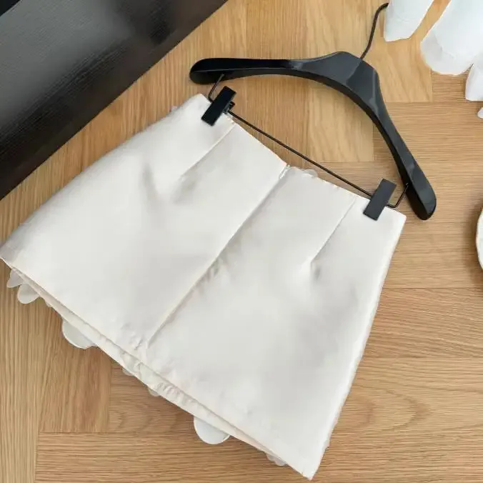 Arabella White 3D Flower Mini Skirt