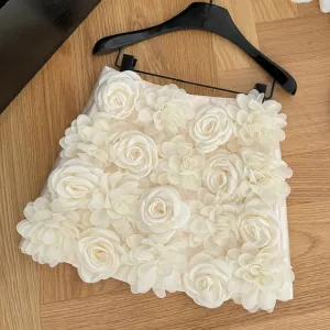 Arabella White 3D Flower Mini Skirt