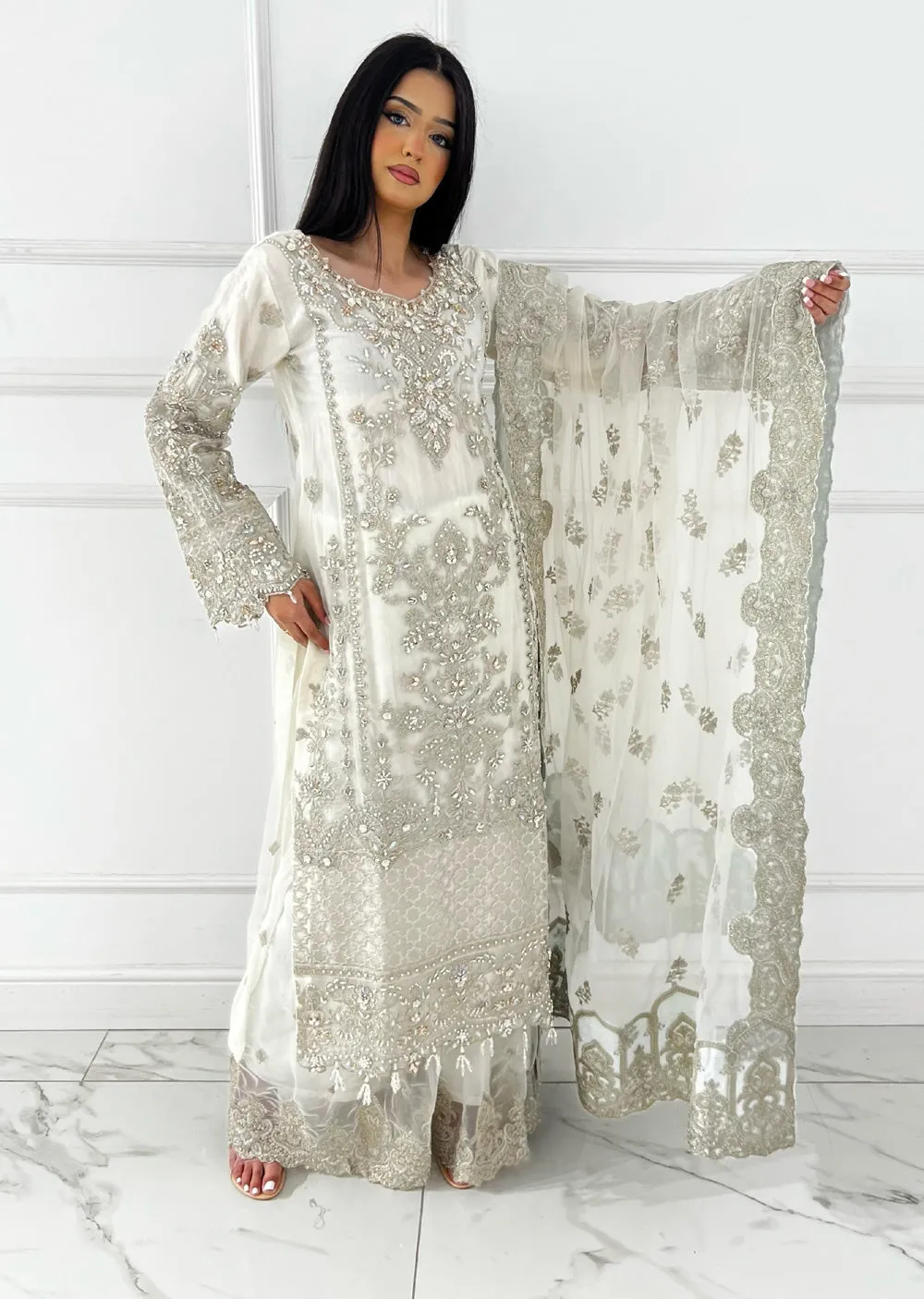 ARWS-09- Offwhite - Readymade - ARW Chiffon Collection 2025