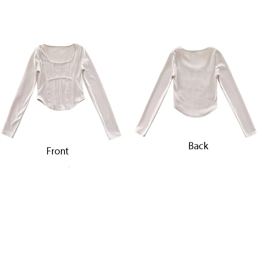 Asymmetrical Hem Ribbed Knit Tops Shirt