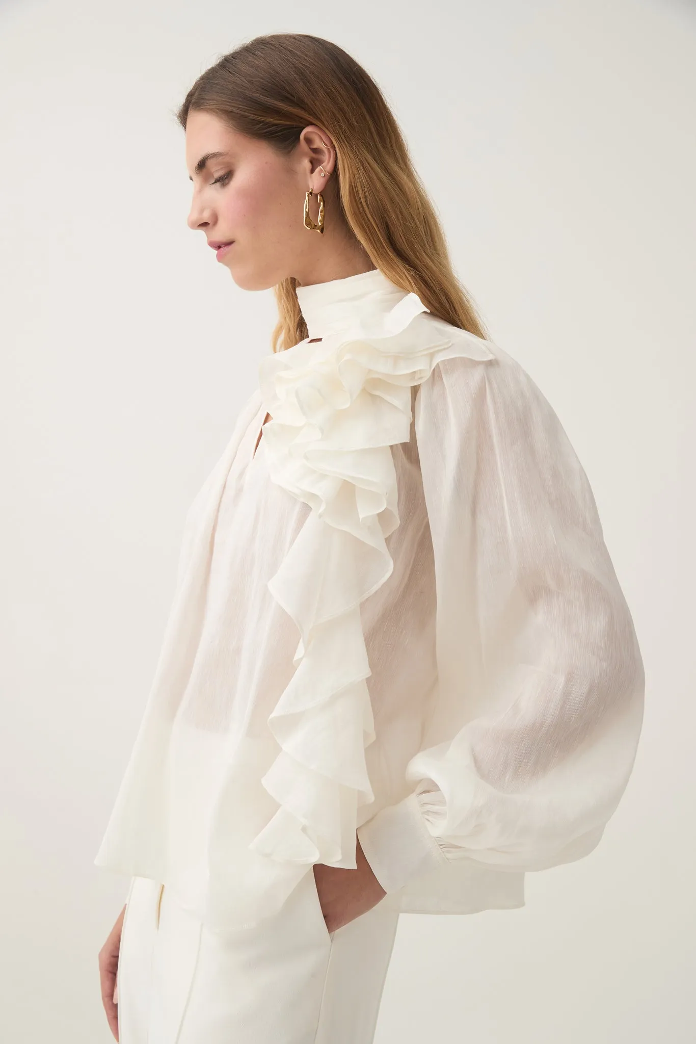 Aura Frilled Tie Blouse