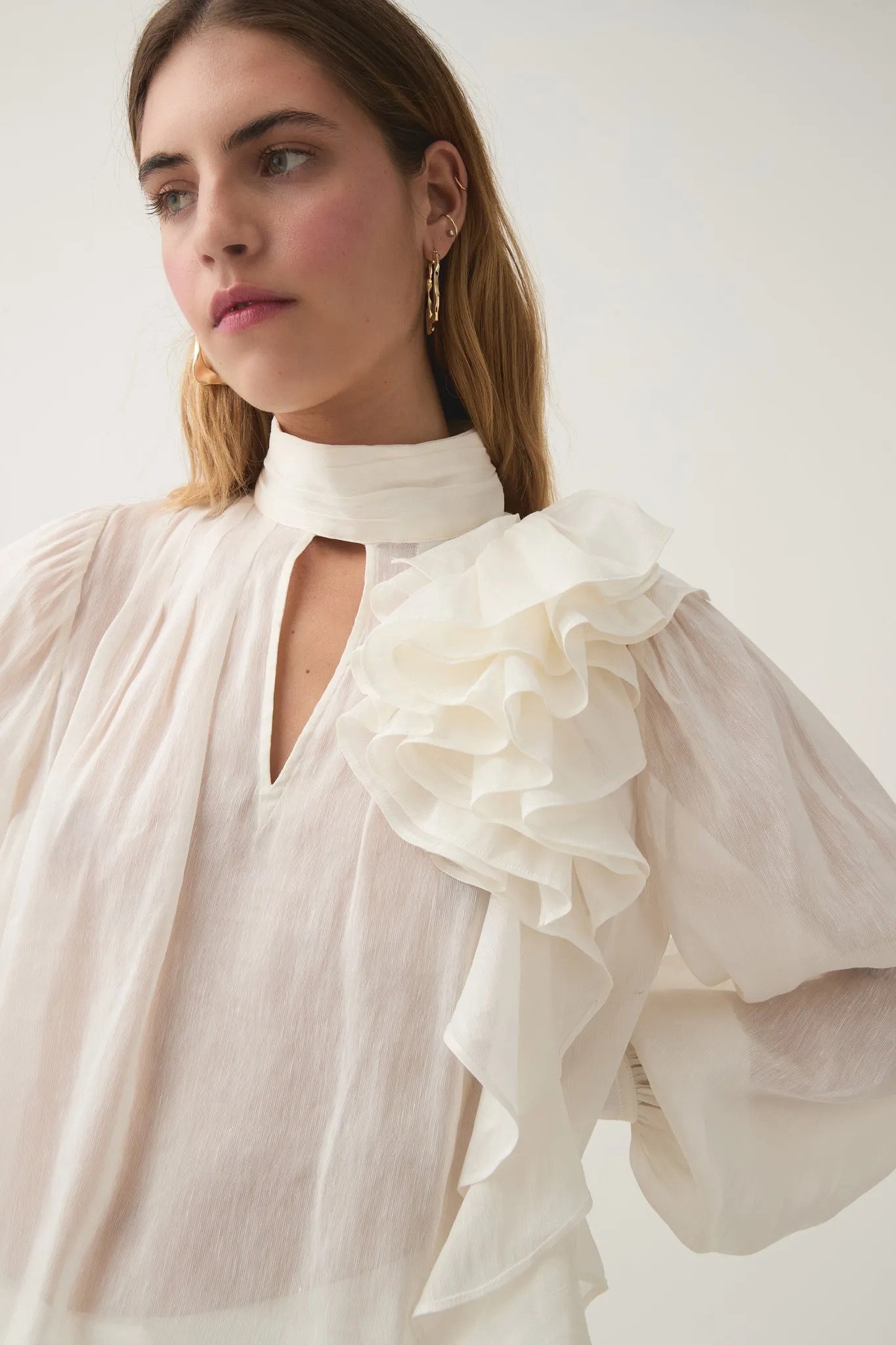 Aura Frilled Tie Blouse