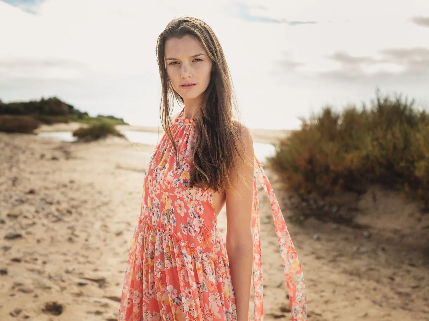 Ayla Multiflower Orange - Chiffon