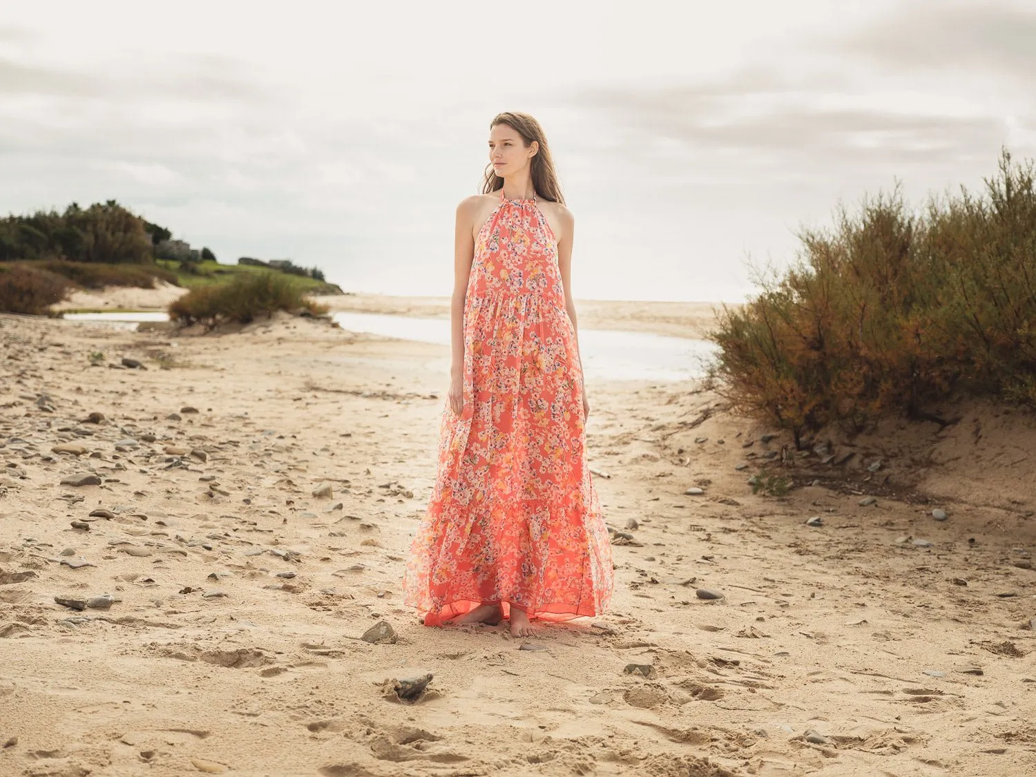 Ayla Multiflower Orange - Chiffon