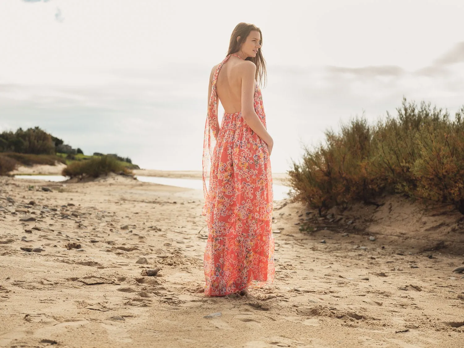 Ayla Multiflower Orange - Chiffon