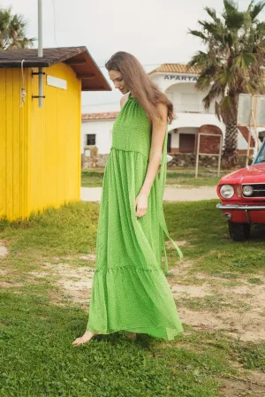 Ayla Polka Dots Green - Chiffon