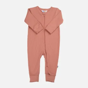 Baby & Kids Cotton Rib Zip Pyjamas - Blush