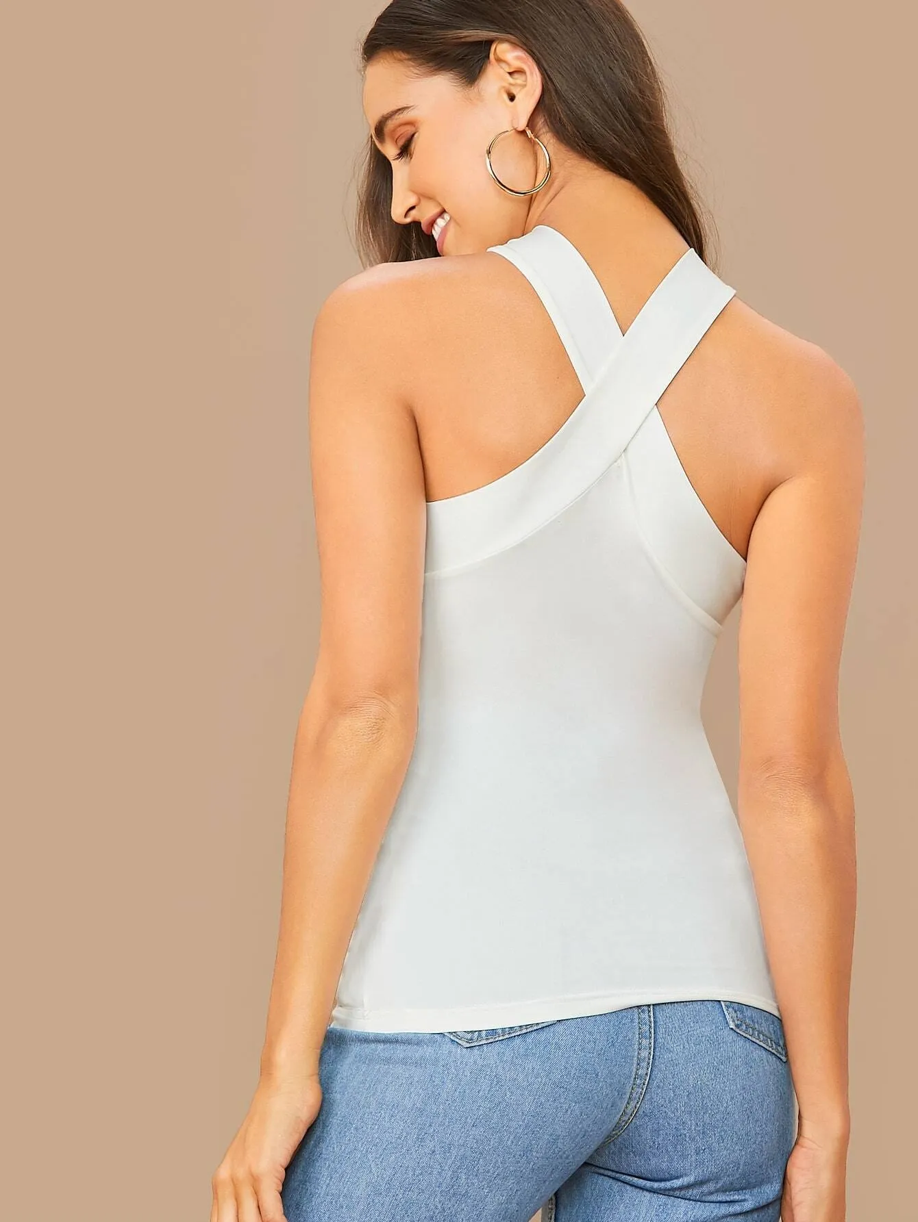 BAE Form-Fitting Crisscross Halter Top
