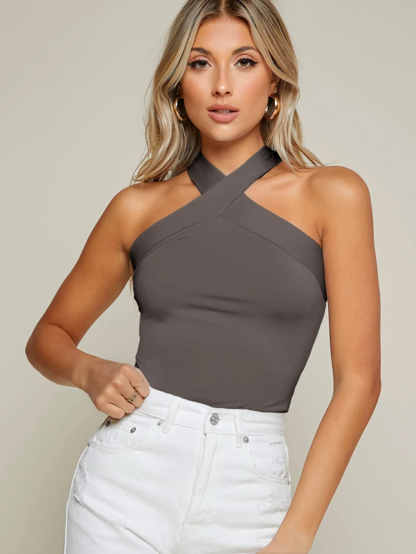 BAE Form-Fitting Crisscross Halter Top