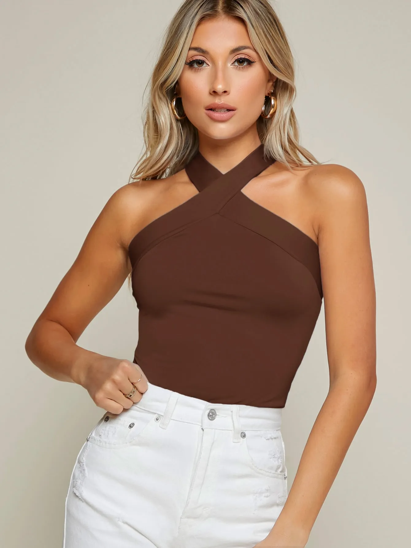 BAE Form-Fitting Crisscross Halter Top