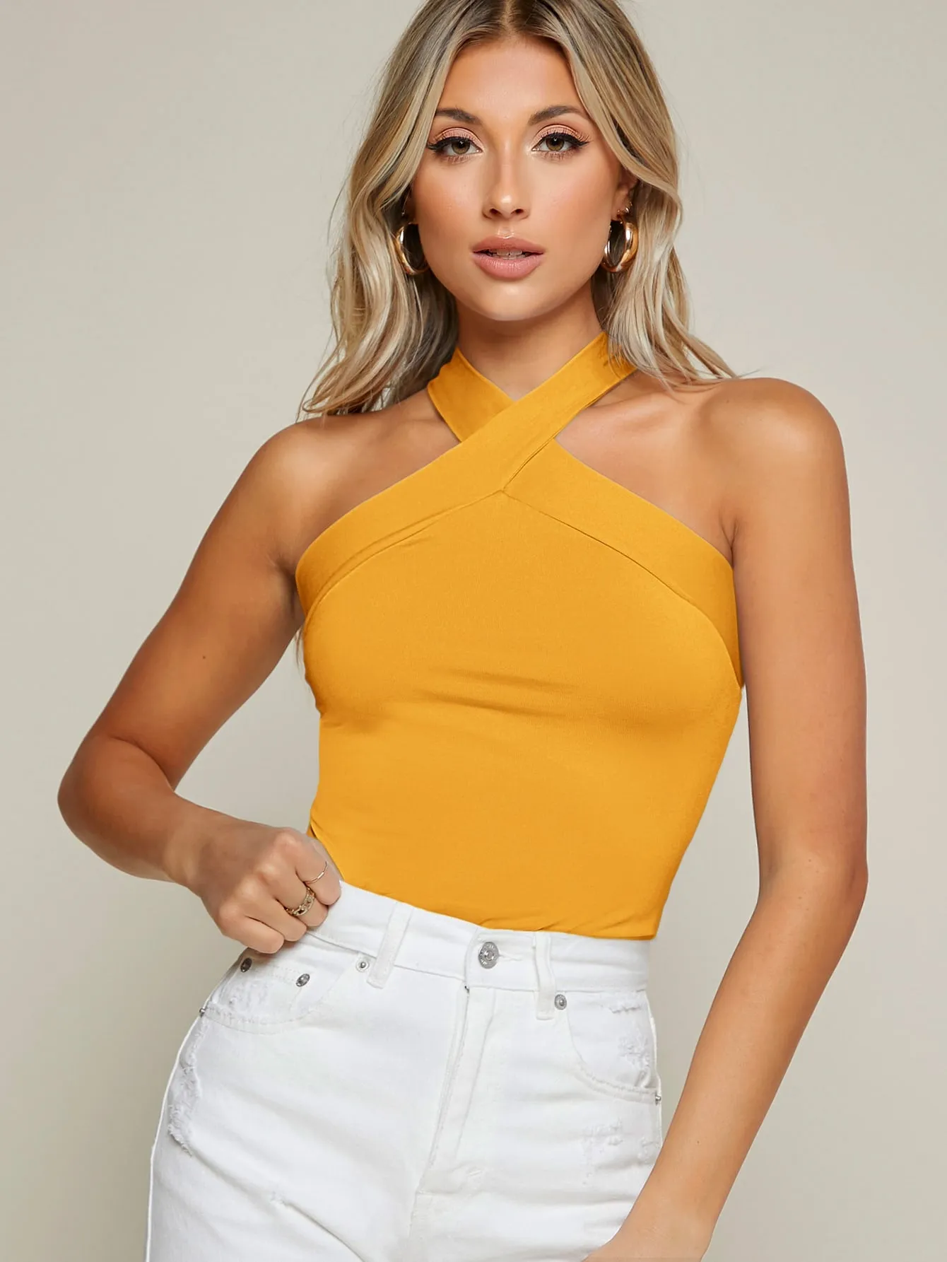 BAE Form-Fitting Crisscross Halter Top
