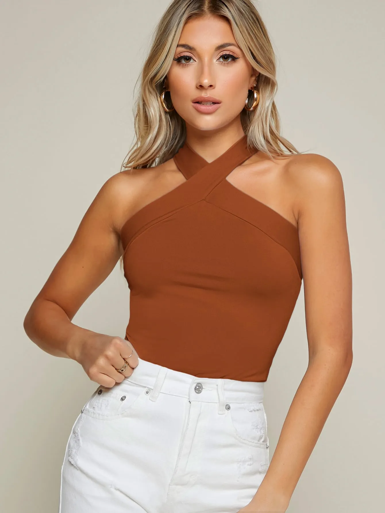 BAE Form-Fitting Crisscross Halter Top