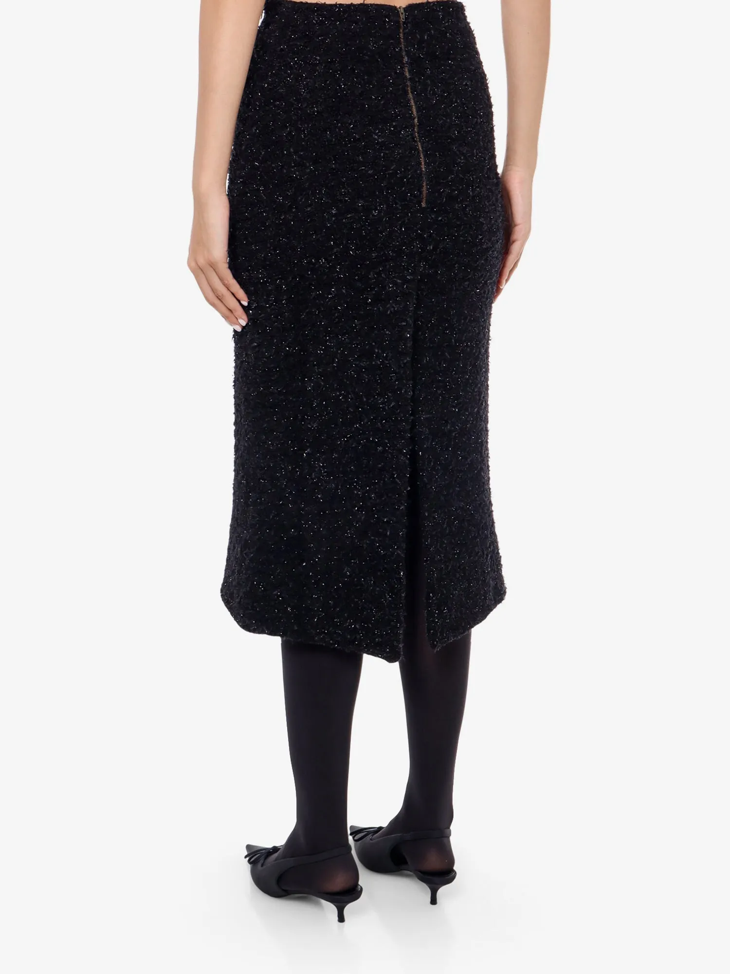 Balenciaga Cotton Tweed Knitted Midi Skirt