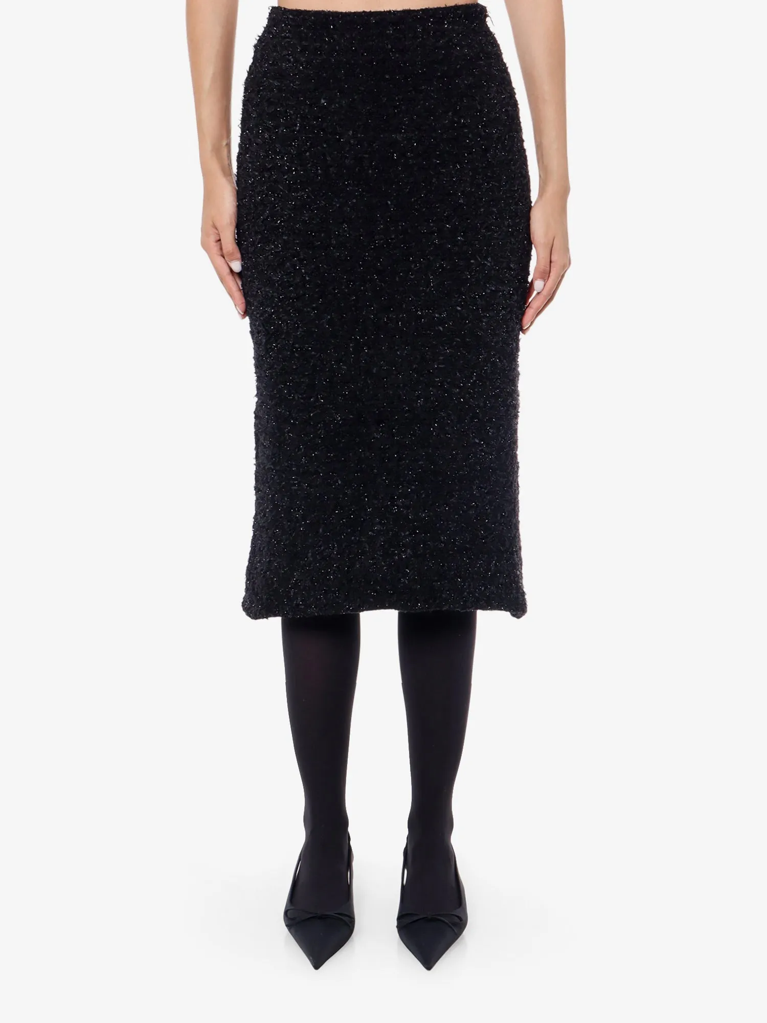 Balenciaga Cotton Tweed Knitted Midi Skirt