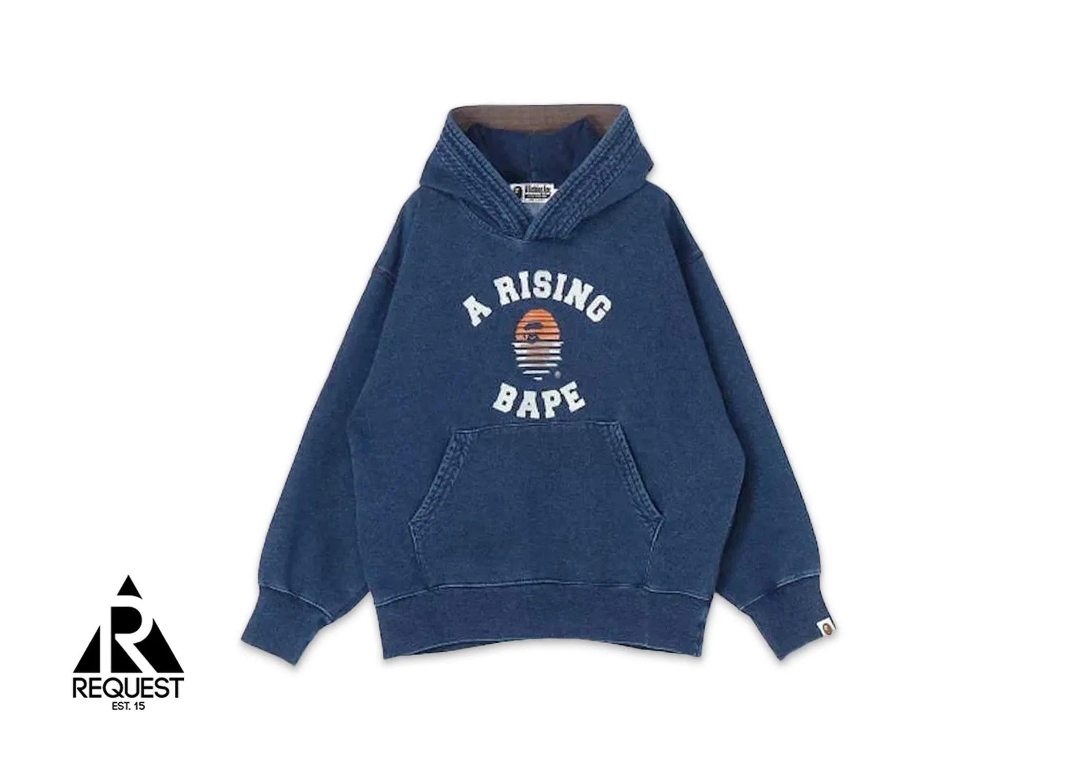 BAPE Relaxed Fit Rising Bape Hoodie "Washed Indigo"