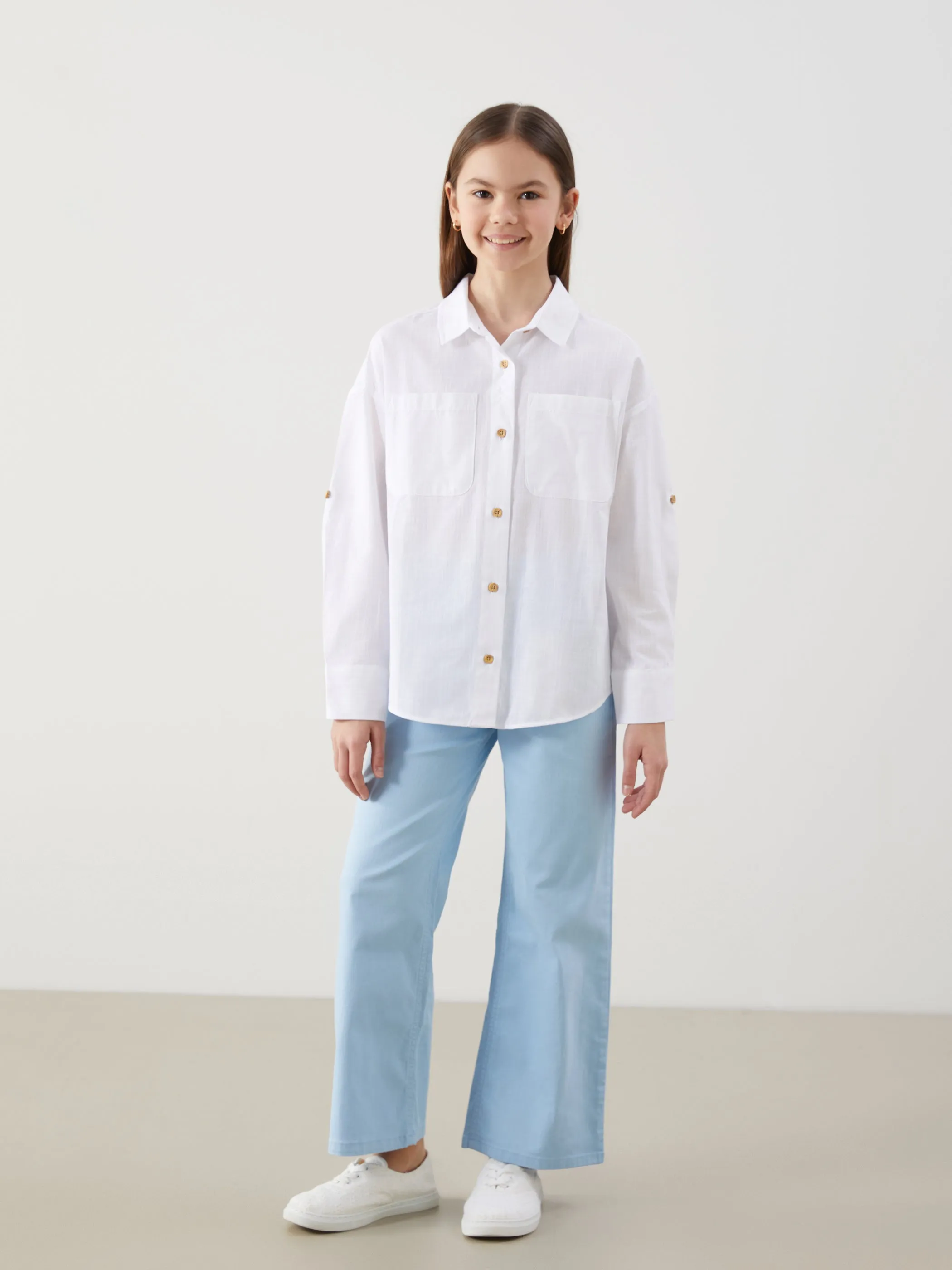 Basic Long Sleeve Young Girl Shirt