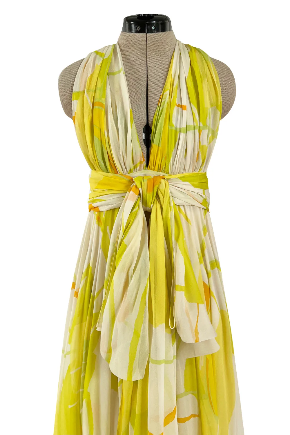 Beautiful 1973 Christian Dior by Marc Bohan Printed Silk Chiffon Dress