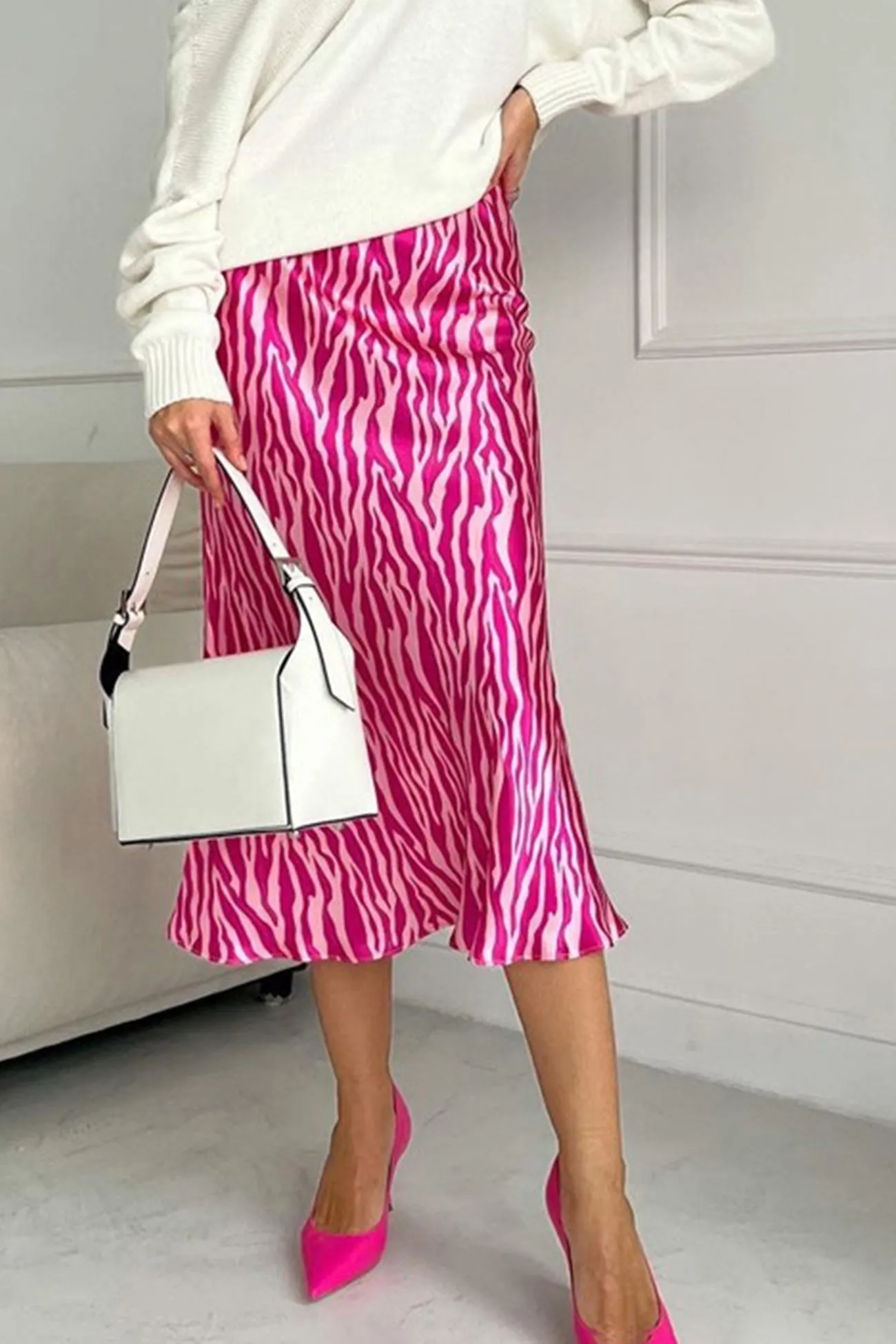BerryBetty - Zebra Print Fishtail Midi Skirt