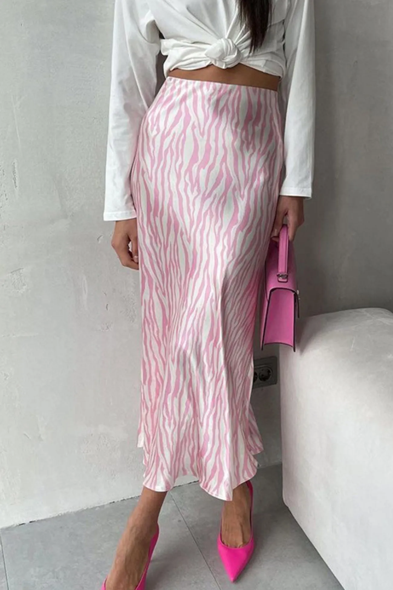 BerryBetty - Zebra Print Fishtail Midi Skirt