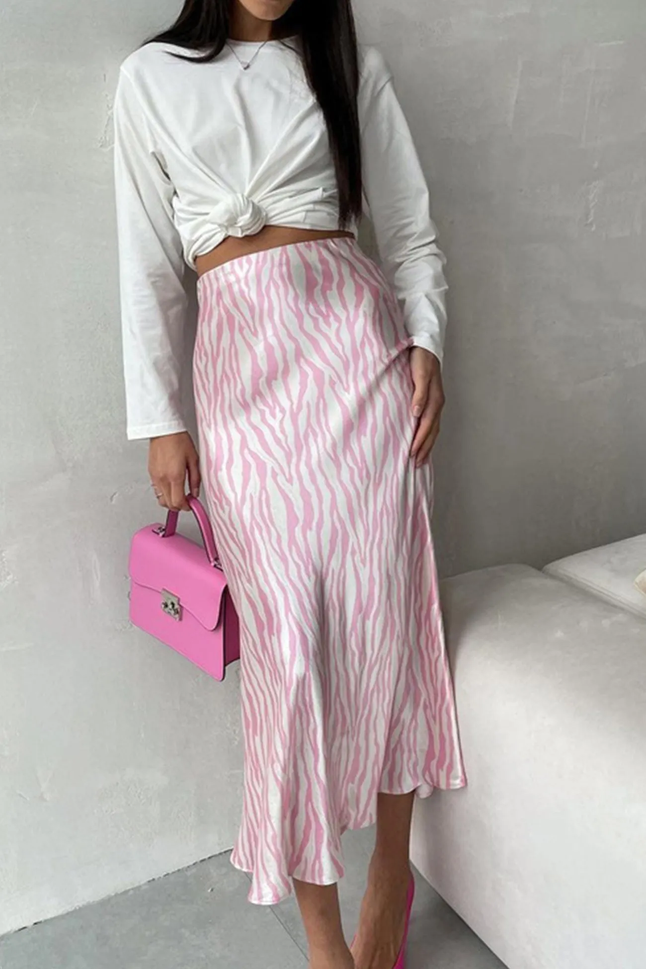BerryBetty - Zebra Print Fishtail Midi Skirt