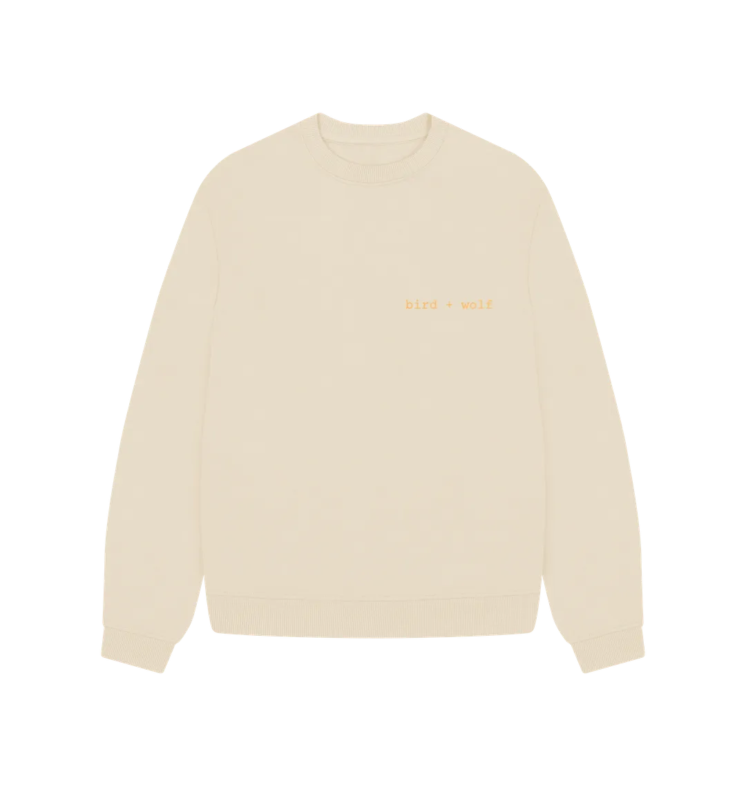 Bird   Wolf Oversized Sweatshirt (Orange Lettering)