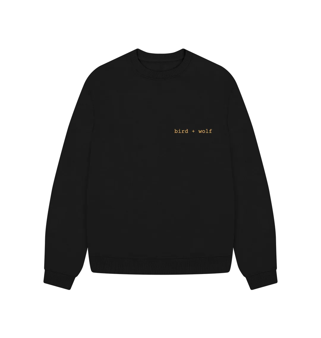 Bird   Wolf Oversized Sweatshirt (Orange Lettering)