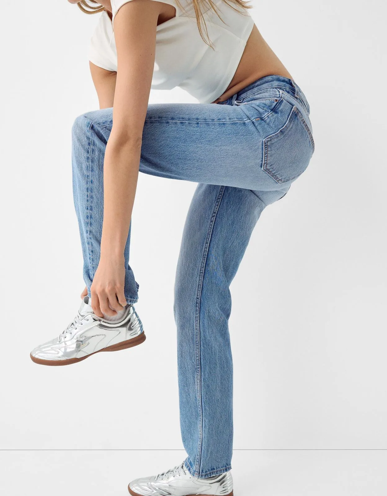 BK premium Highwaist straight fit jeans medium blue