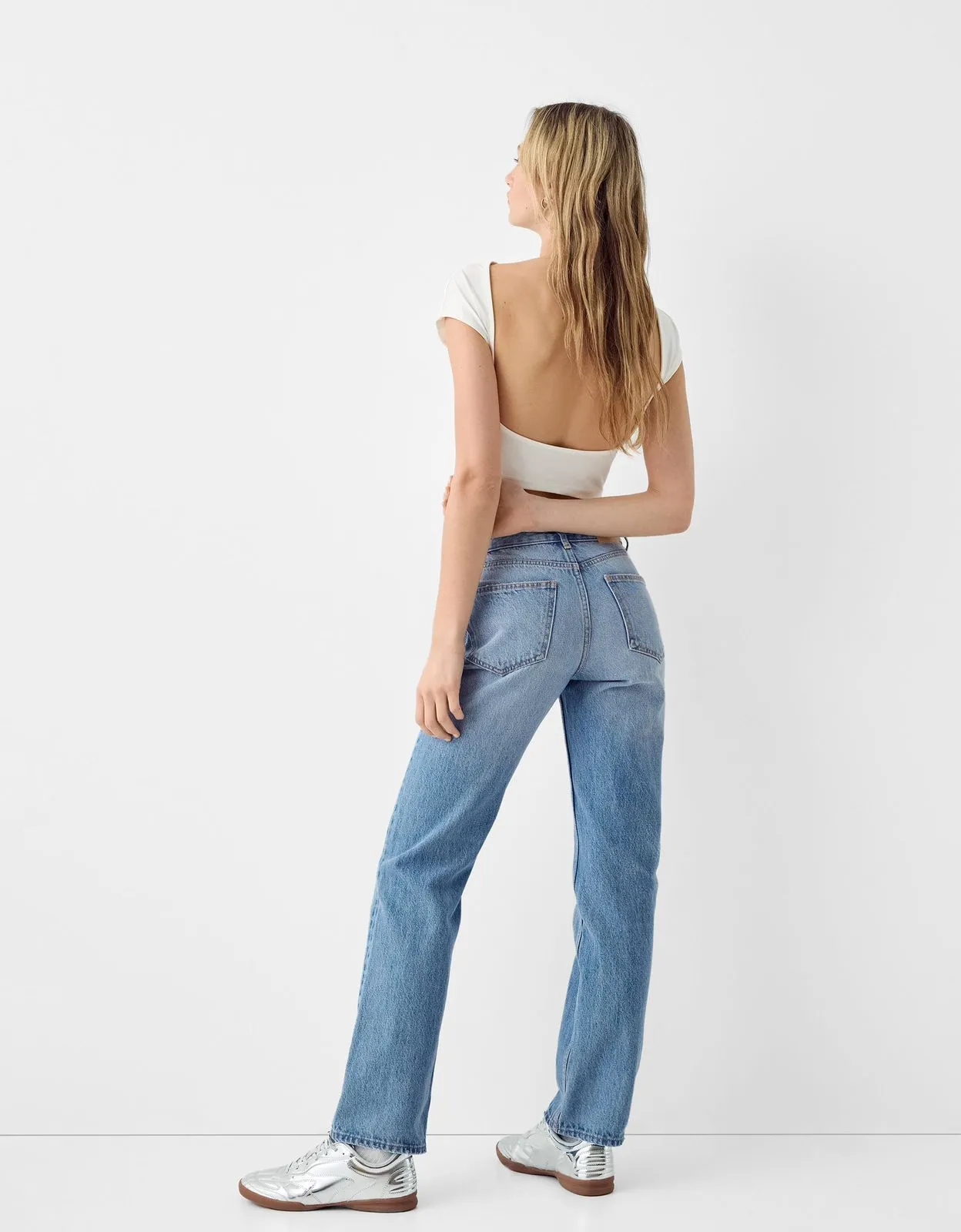 BK premium Highwaist straight fit jeans medium blue