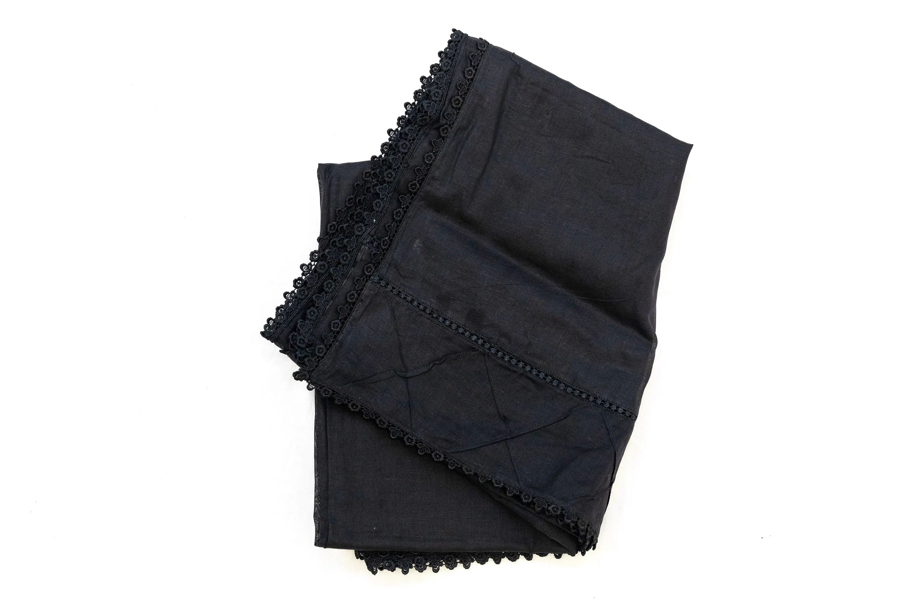 Black Cotton Embroidered Dupatta - Scarf