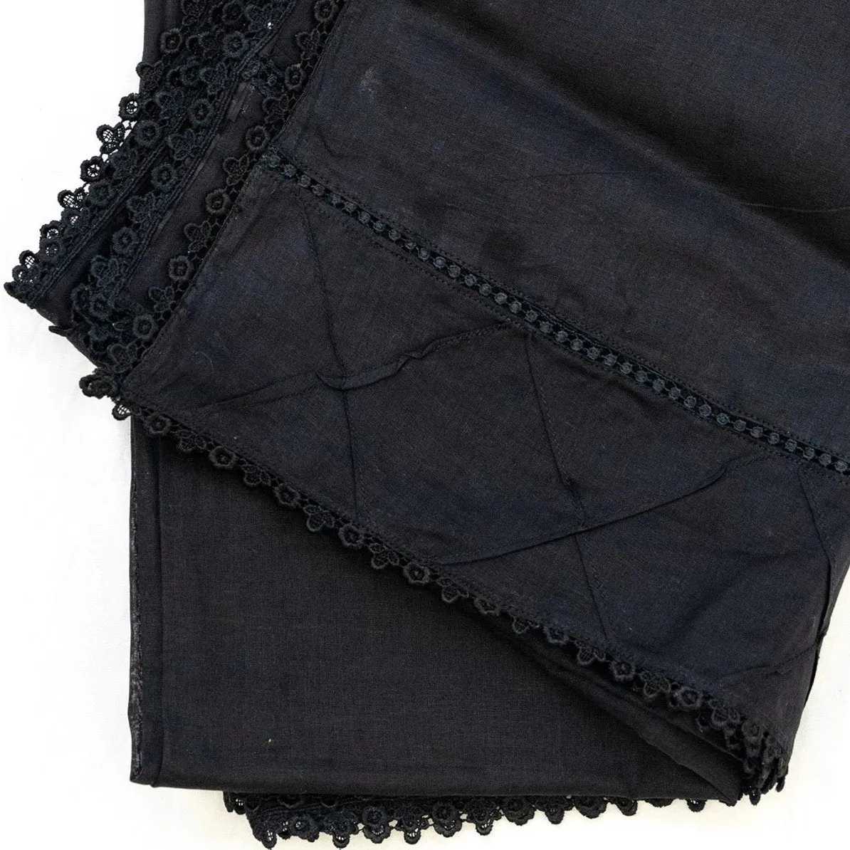 Black Cotton Embroidered Dupatta - Scarf