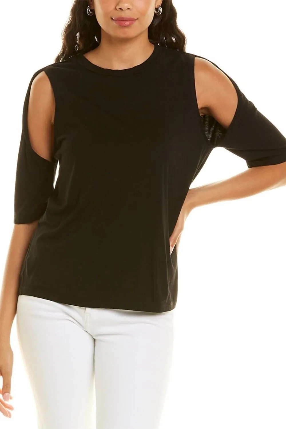 Black Cut Out Sleeve Top