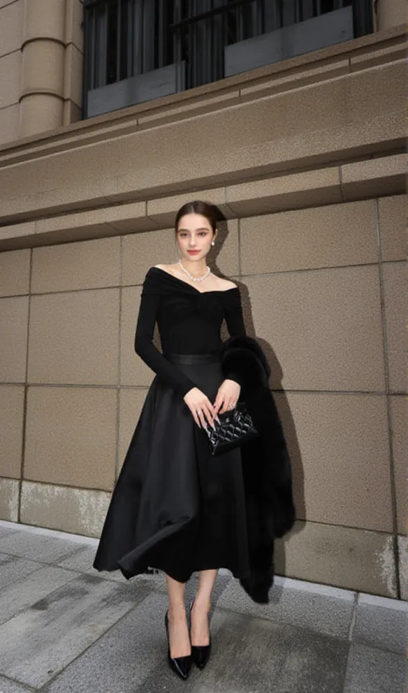 Black high waist vintage skirt