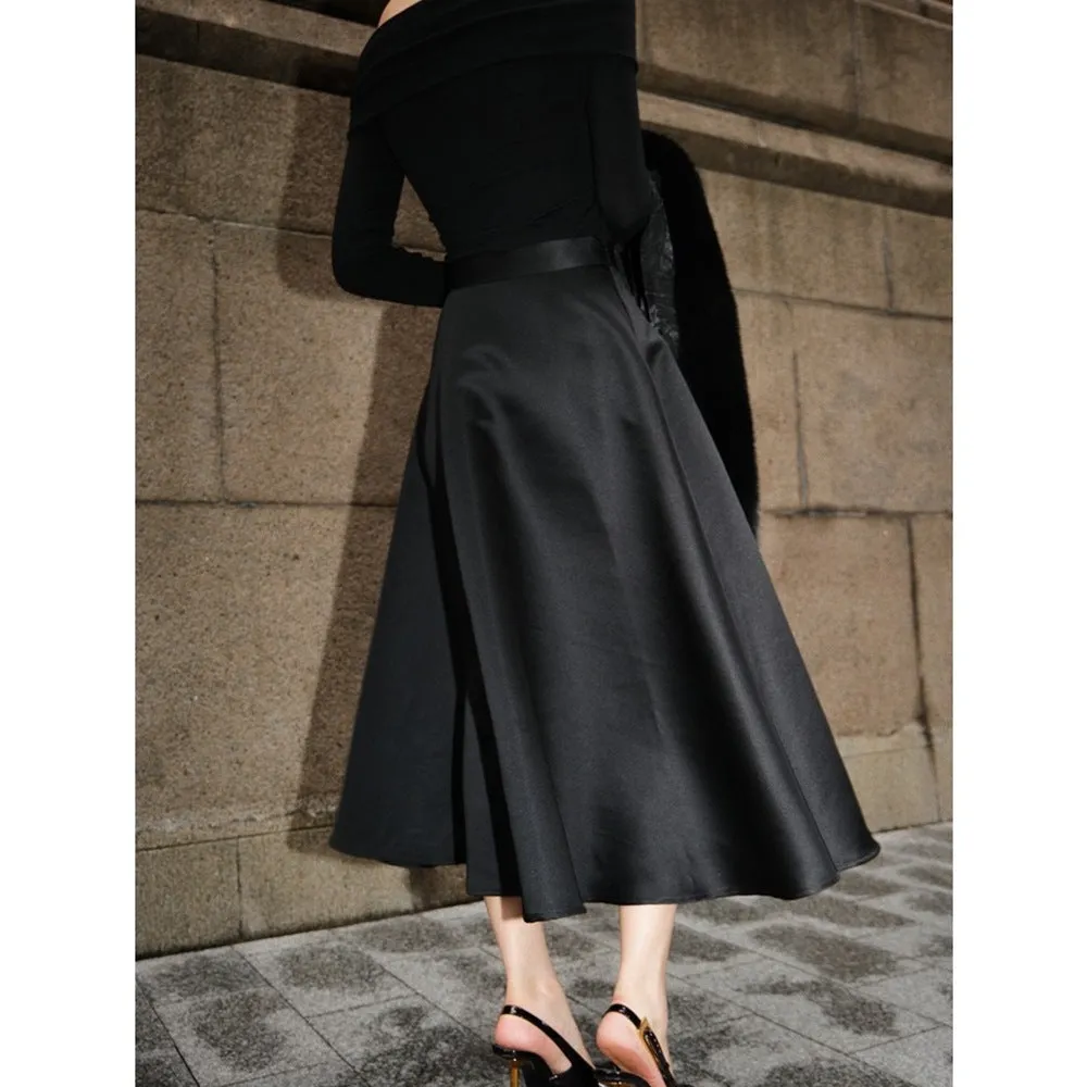 Black high waist vintage skirt