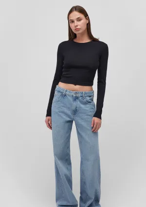 Black Long Sleeve Crop Basic T-Shirt