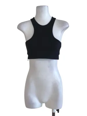 Black Plain Crop Tank Top