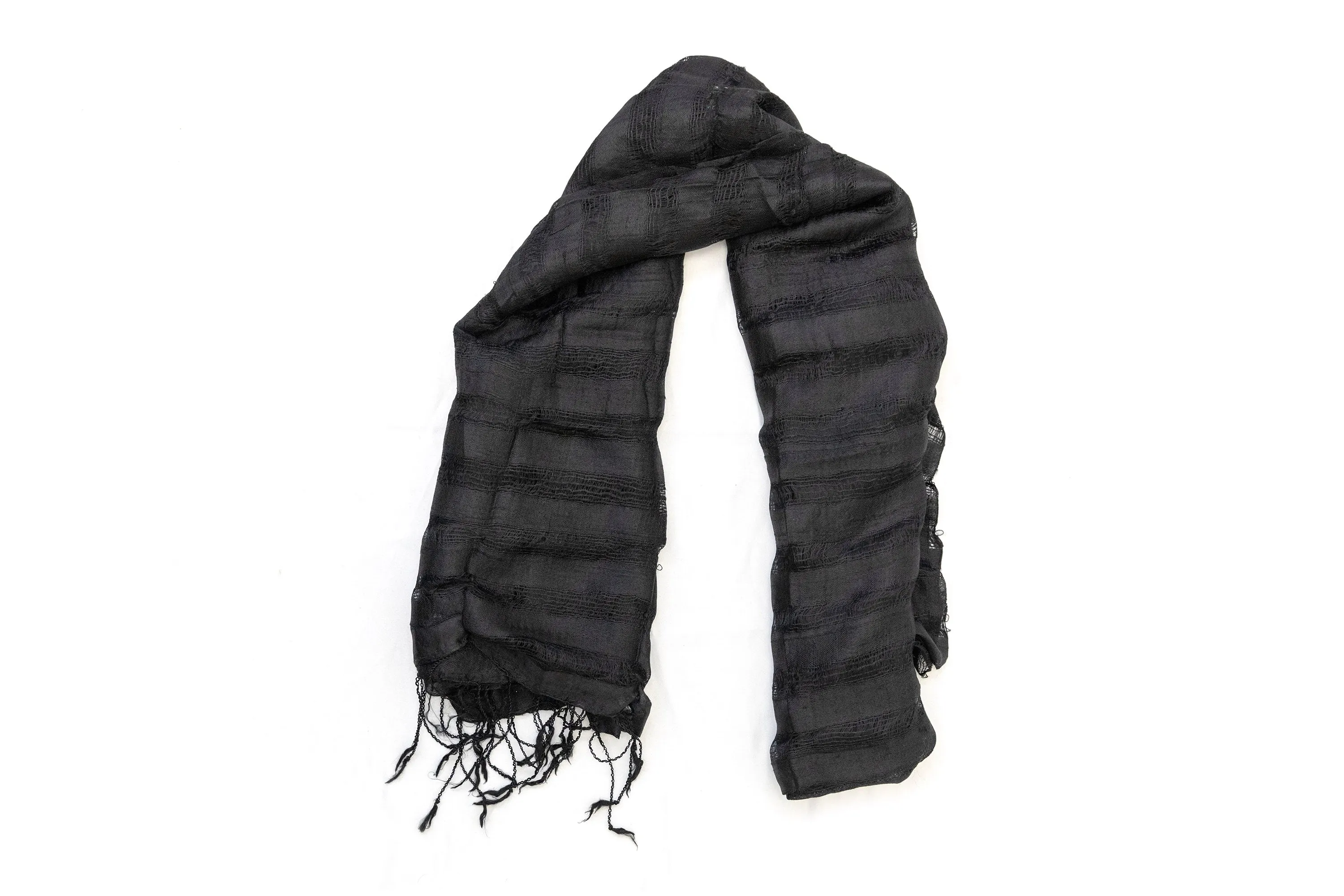 Black Striped Cotton  Dupatta - Scarf