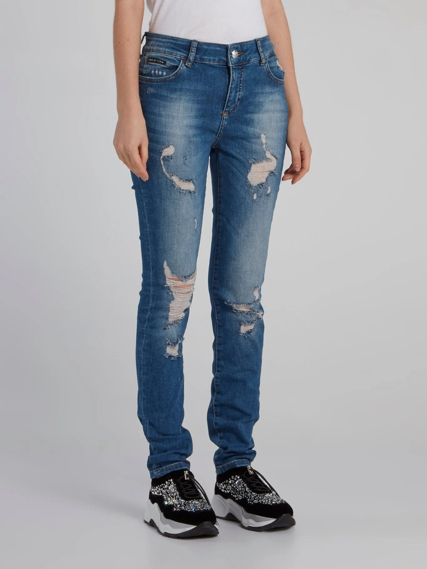 Blue Tattered Slim Fit Jeans