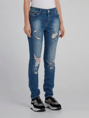 Blue Tattered Slim Fit Jeans