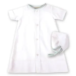 Blue Trimmed Daygown with Bonnet