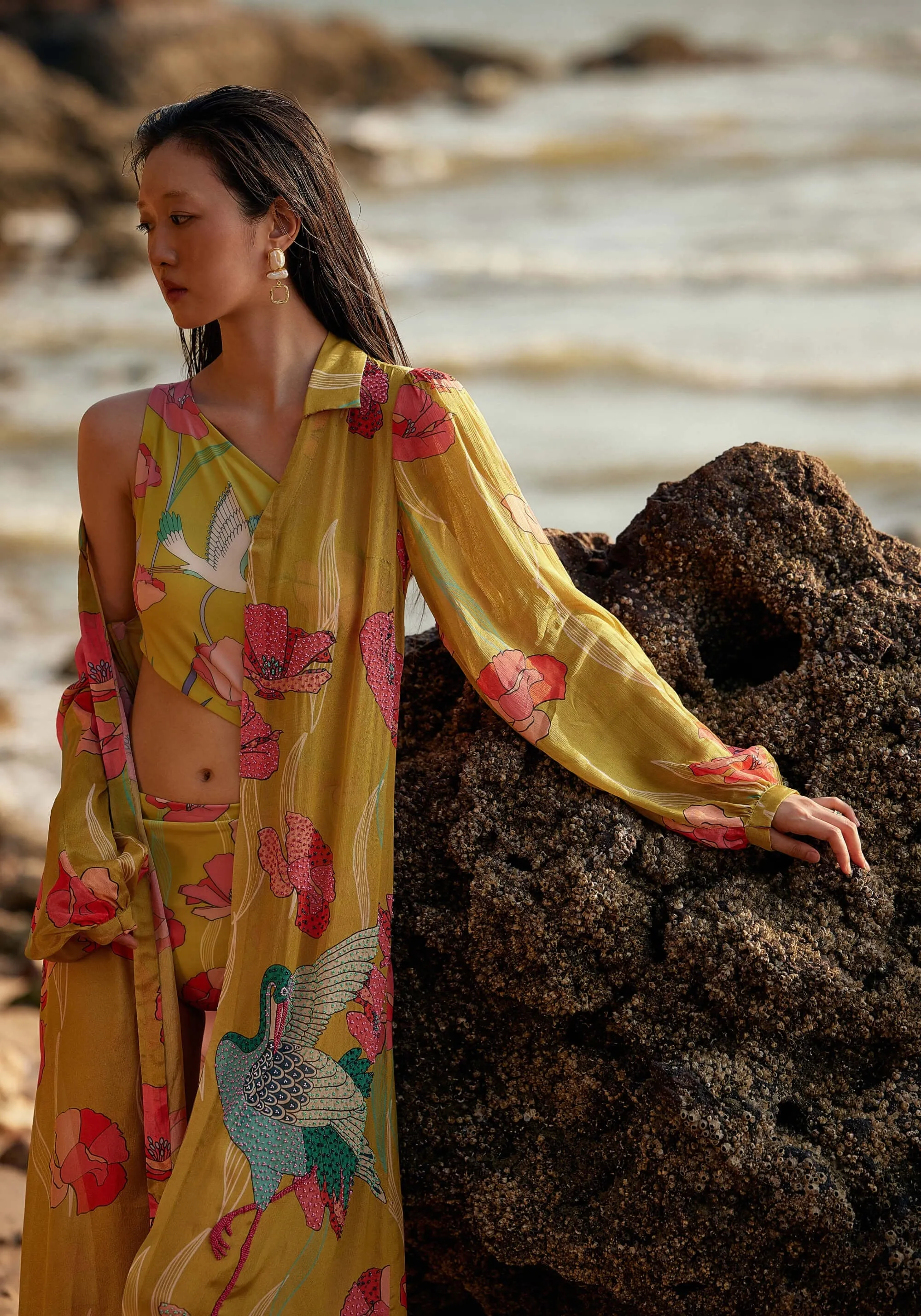 Botanic monokini and button down cape