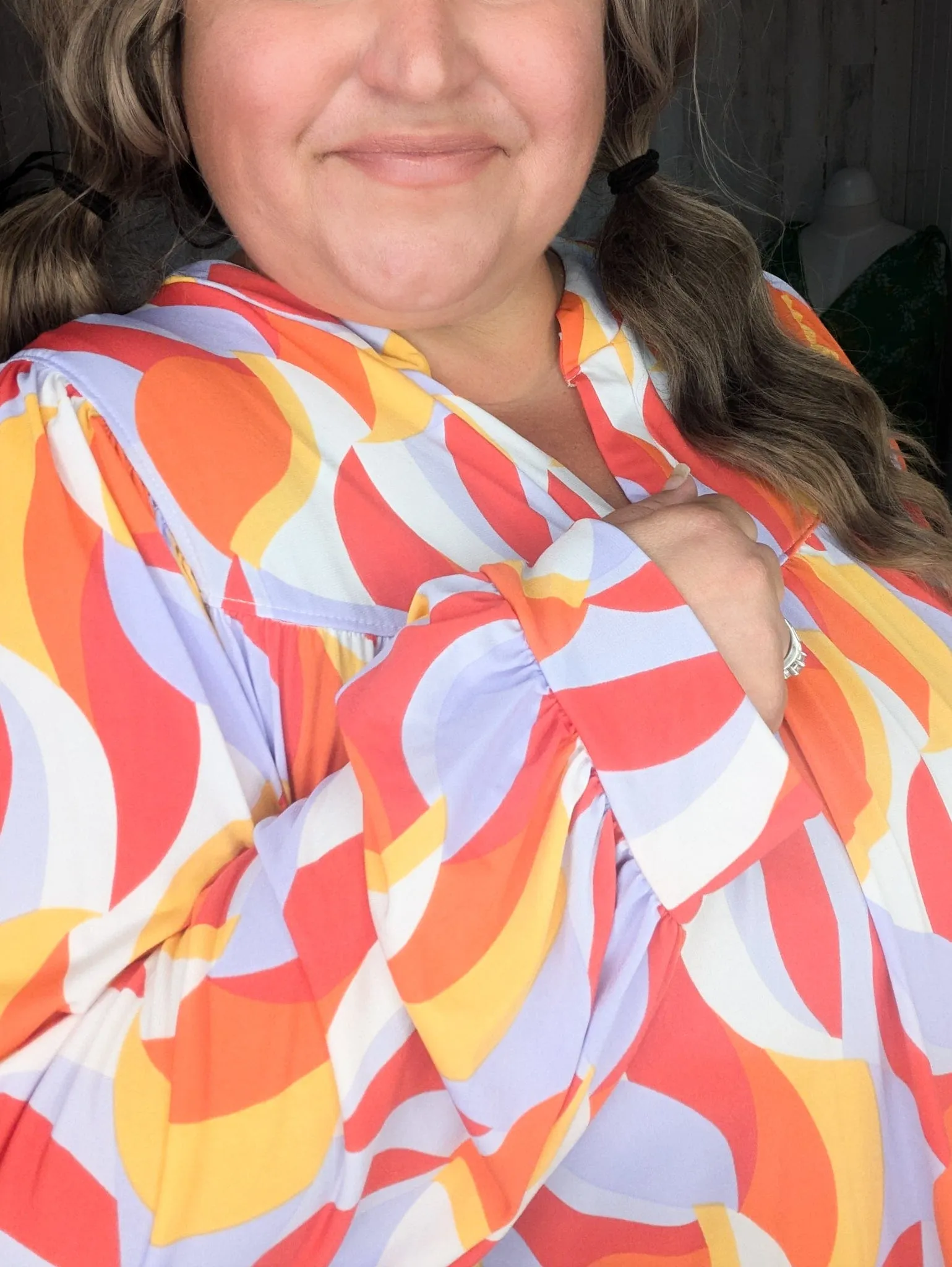 Bressa Geometric Flowy Long Sleeve w/Gabby Neckline