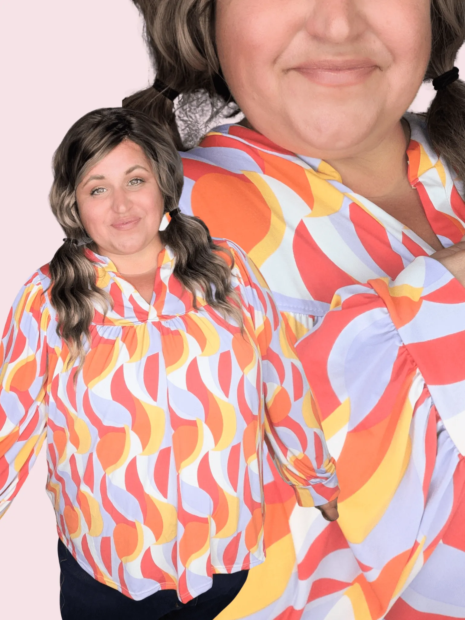 Bressa Geometric Flowy Long Sleeve w/Gabby Neckline