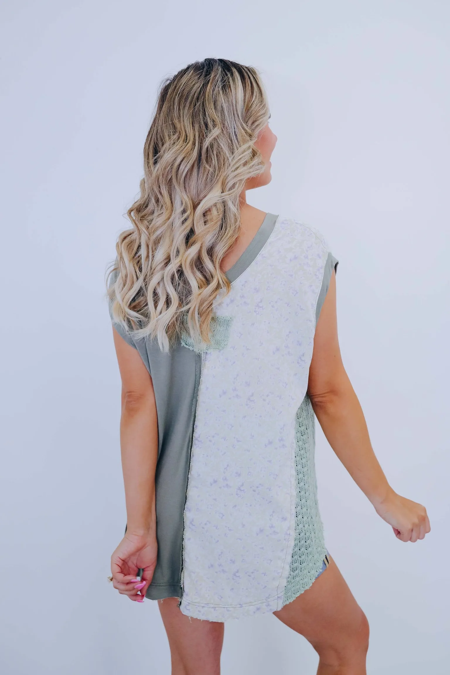 Briar Crochet Blocked V-Neck Top By POL- 2 Colors