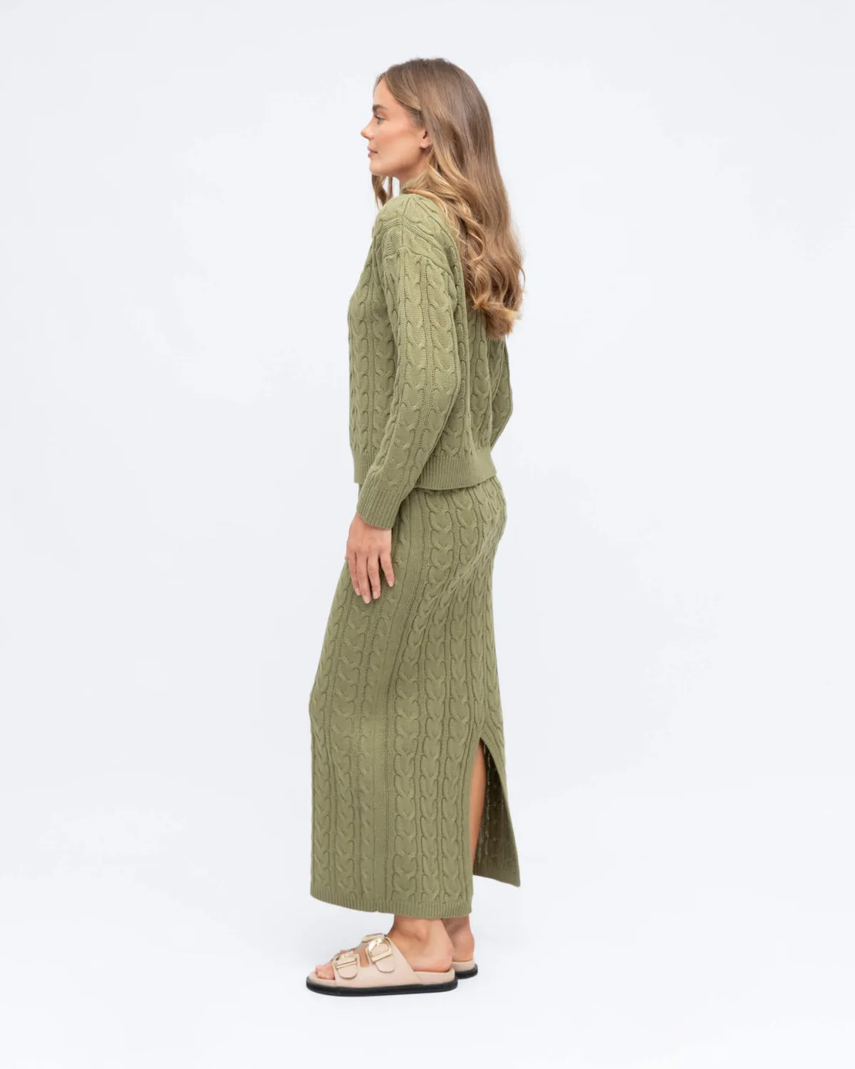 CABLE KNIT CO-ORD FUNNEL NECK KNIT JUMPER