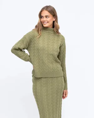 CABLE KNIT CO-ORD FUNNEL NECK KNIT JUMPER