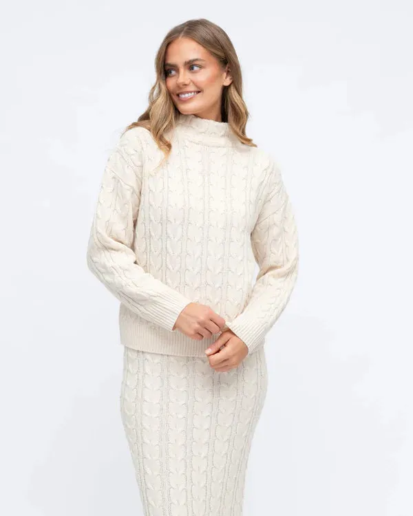 CABLE KNIT CO-ORD FUNNEL NECK KNIT JUMPER