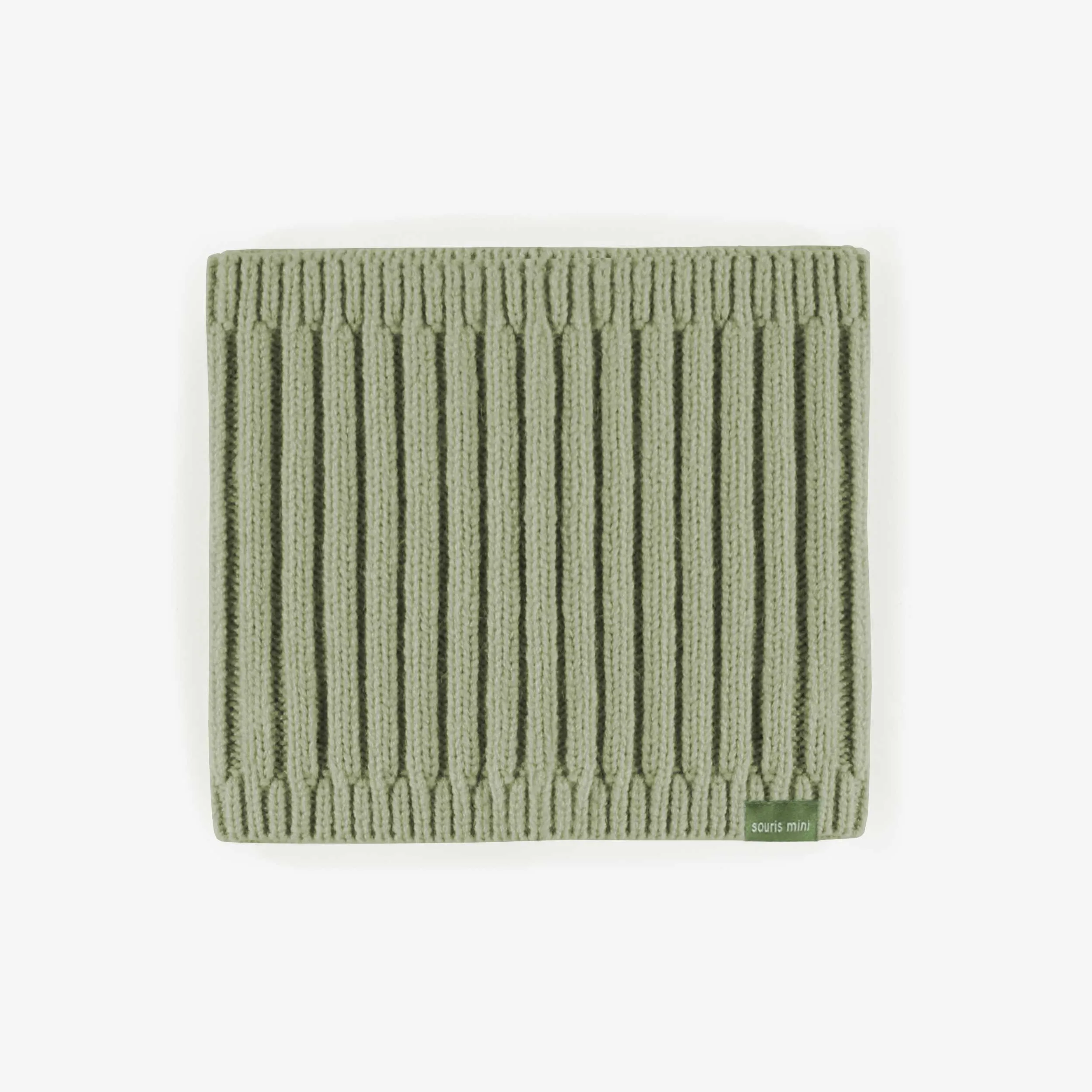 Cache-cou de maille vert sauge, bébé || Sage green knitted neck warmer, baby