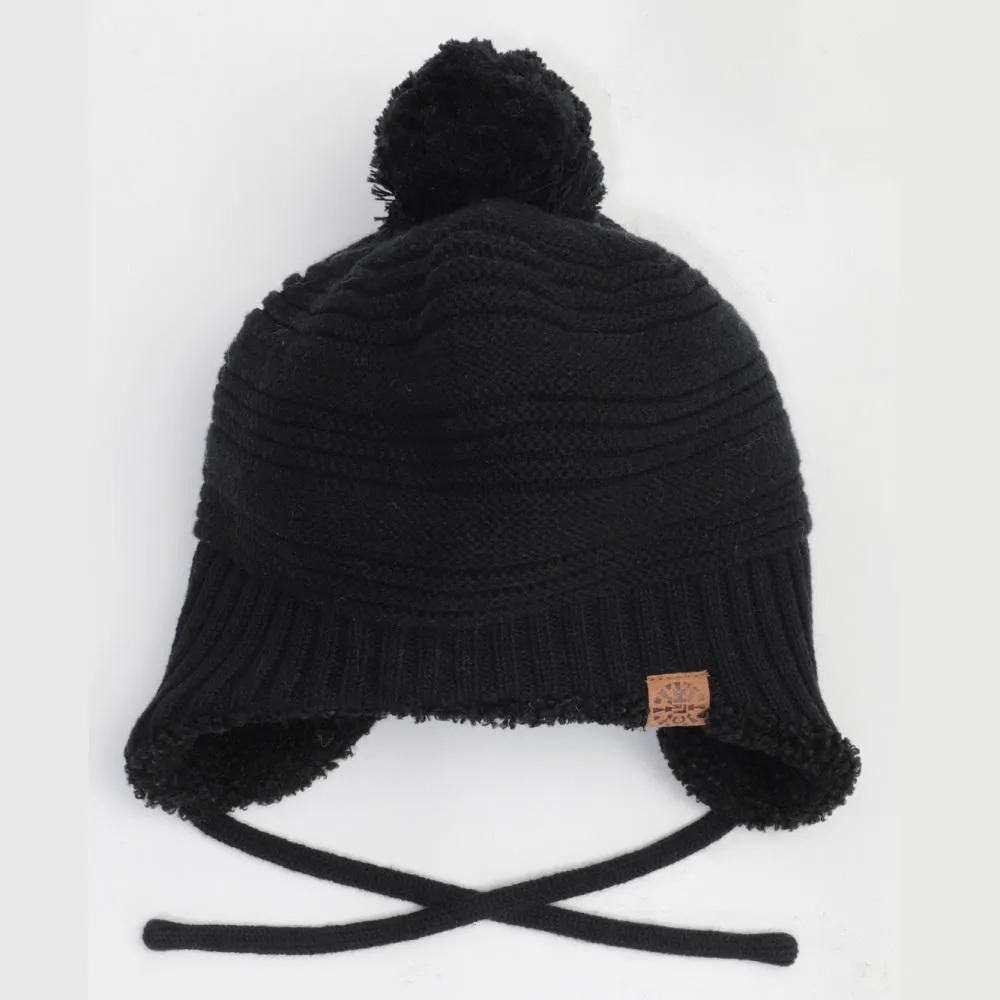 Calikids W2025 Cotton Knit Winter Hat (Black)