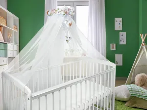 Canopy Holder Pole Bar Drape Mosquito Net with Ribbon COTBED/ COT Green Glade